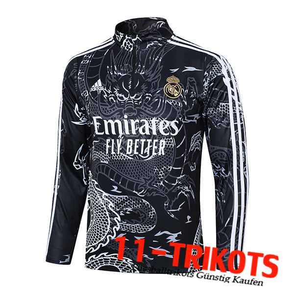 Real Madrid Training Sweatshirt Grau/Schwarz/Weiß 2023/2024