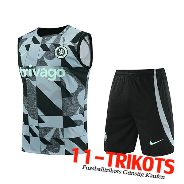 FC Chelsea Trainings-Tanktop + Shorts Grün/Schwarz/Grau 2023/2024