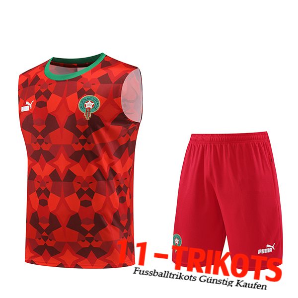 Maroc Trainings-Tanktop + Shorts Rot 2023/2024