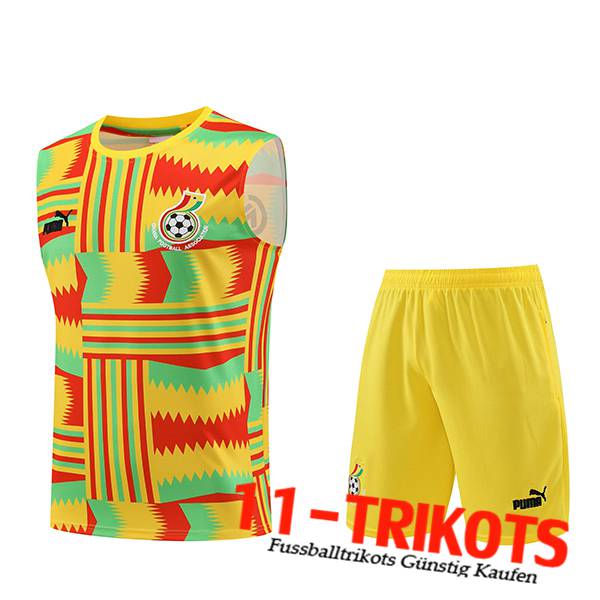 Ghana Trainings-Tanktop + Shorts Gelb/Rot/Grün 2023/2024