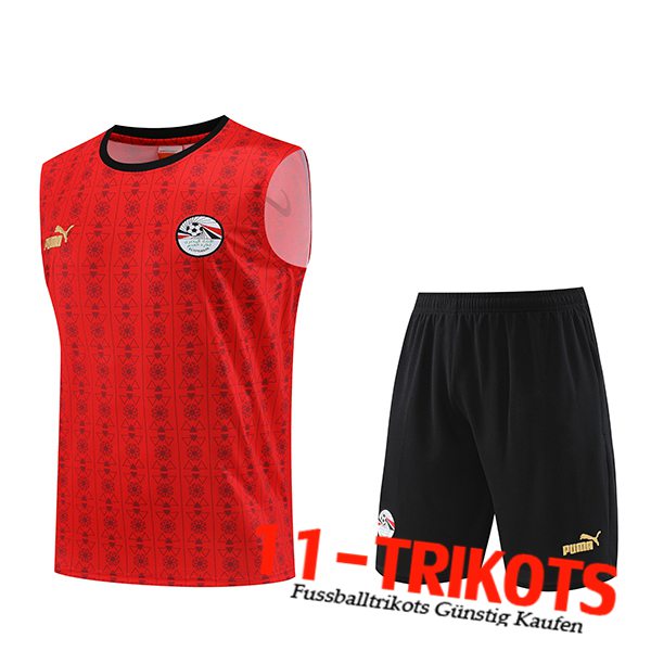 Egypte Trainings-Tanktop + Shorts Rot/Schwarz 2023/2024