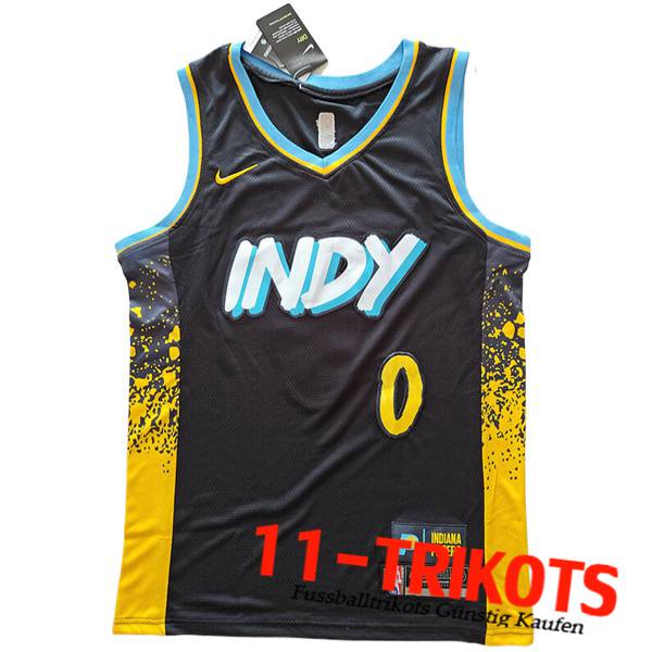 Indiana Pacers Trikot (HALIBURTON #0) 2023/24 Schwarz/Gelb -04