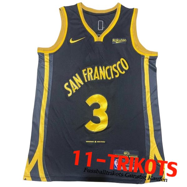 Golden State Warriors Trikot (PAUL #3) 2023/24 Schwarz/Gelb -02