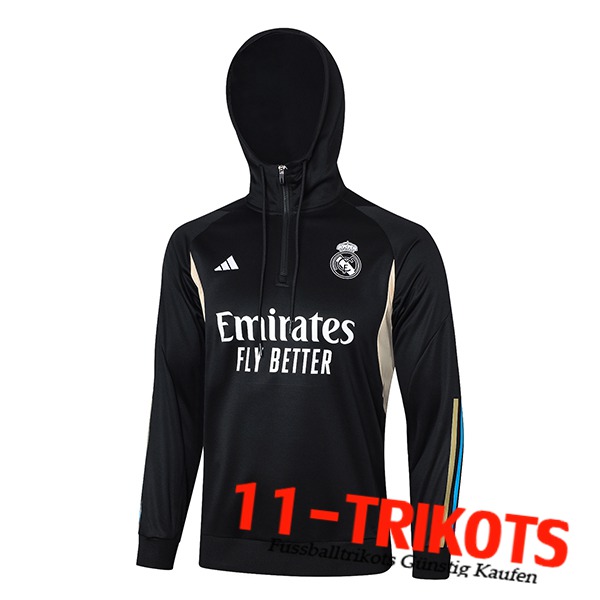 Real Madrid Training Sweatshirt Mit Kapuze Schwarz 2023/2024