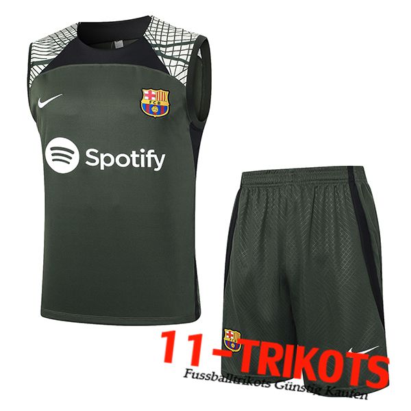 FC Barcelona Trainings-Tanktop + Shorts Grün 2023/2024 -04