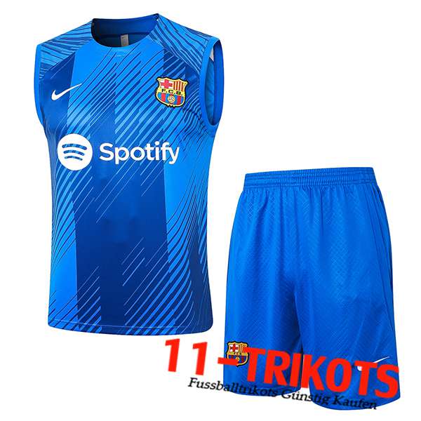 FC Barcelona Trainings-Tanktop + Shorts Blau 2023/2024 -06