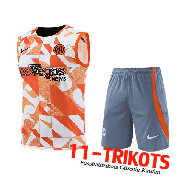 Inter Milan Trainings-Tanktop + Shorts Weiß/Orange/Grau 2023/2024