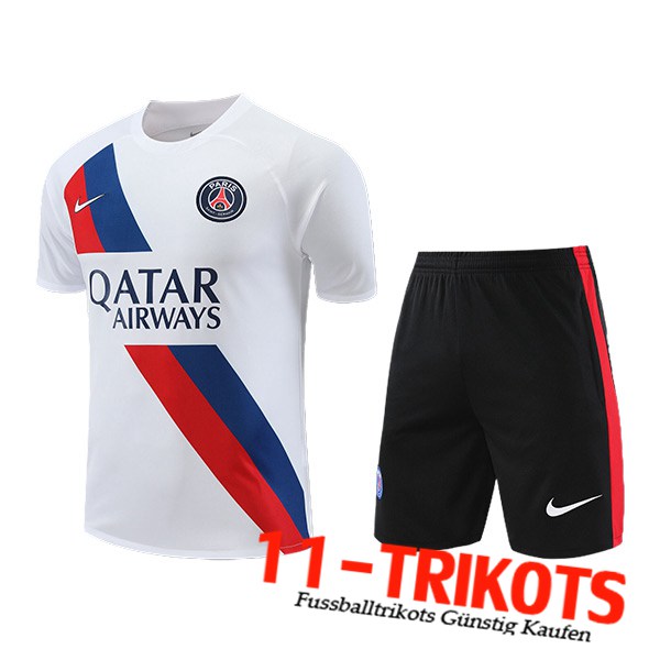 PSG Trainingstrikot + Shorts Weiß/Schwarz/Rot/Blau 2023/2024