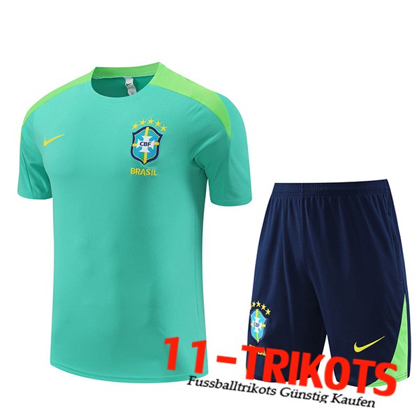 Brasilien Trainingstrikot + Shorts Grün/Schwarz 2023/2024