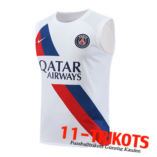 PSG Trainings-Tanktop Weiß/Rot/Blau 2023/2024