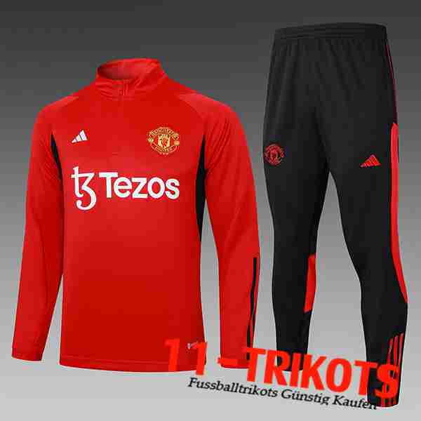 Manchester United Kinder Trainingsanzug Rot/Schwarz 2023/2024