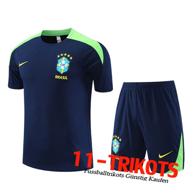Brasilien Kinder Trainingstrikot + Shorts Blau/Grün 2023/2024