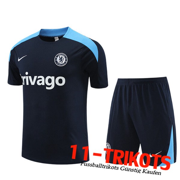 FC Chelsea Kinder Trainingstrikot + Shorts Schwarz/Blau 2023/2024