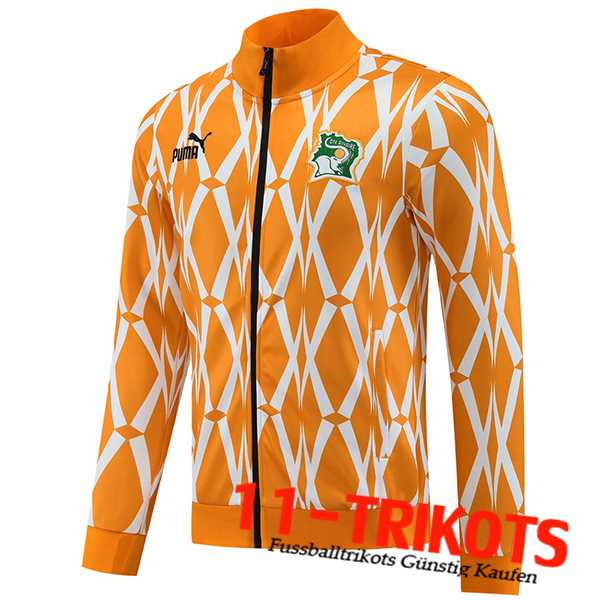 Elfenbeinküste Trainingsjacke Orange/Weiß 2023/2024