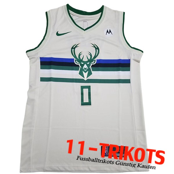 Milwaukee Bucks Trikot (LILLARD #0) 2023/24 Weiß/Grün -02