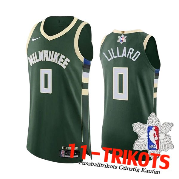 Milwaukee Bucks Trikot (LILLARD #0) 2023/24 Grün/Weiß -02