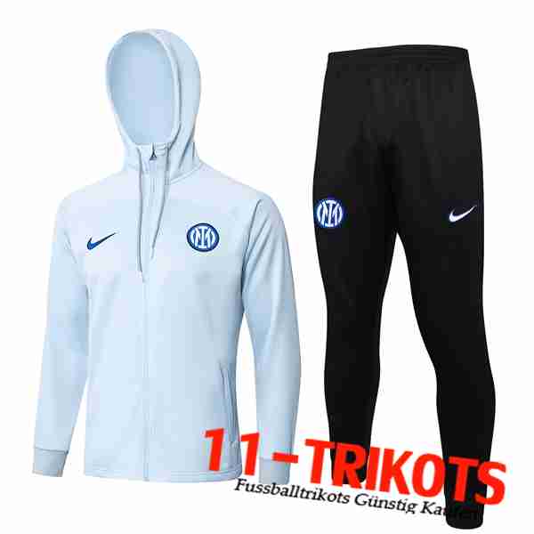 Inter Milan Trainingsanzug Mit Kapuze Trainingsjacke Windbreaker Grau/Schwarz 2023/2024