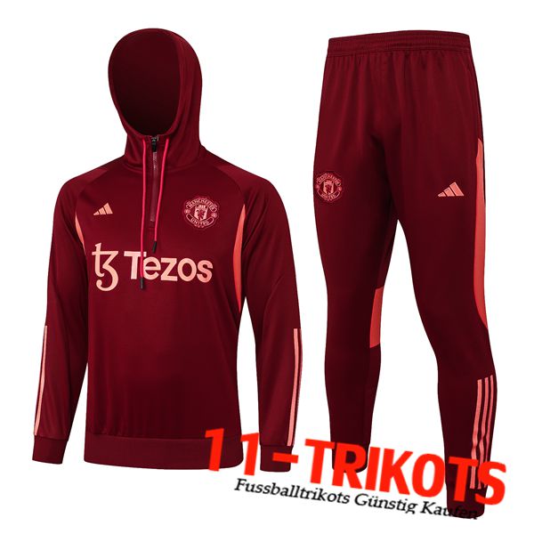 Manchester United Trainingsanzug Mit Kapuze Rot/Orange 2023/2024