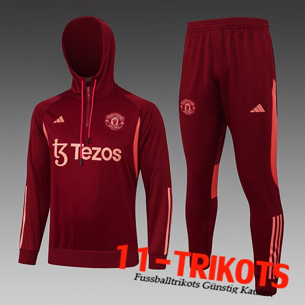 Manchester United Trainingsanzug Mit Kapuze Kinder Rot/Orange 2023/2024