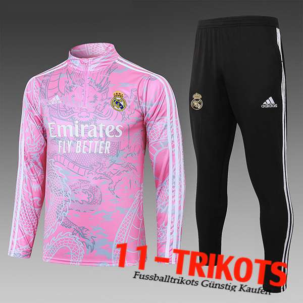 Real Madrid Trainingsanzug Kinder Rosa/Grau/Schwarz 2023/2024 -02