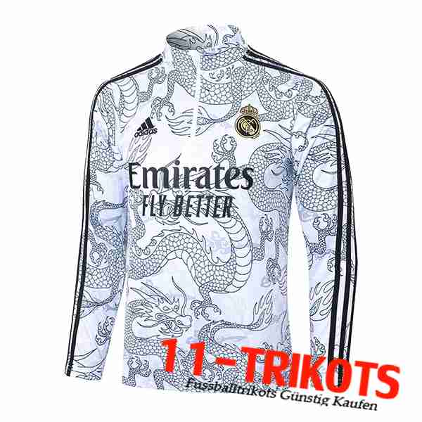 Real Madrid Training Sweatshirt Weiß/Schwarz 2023/2024