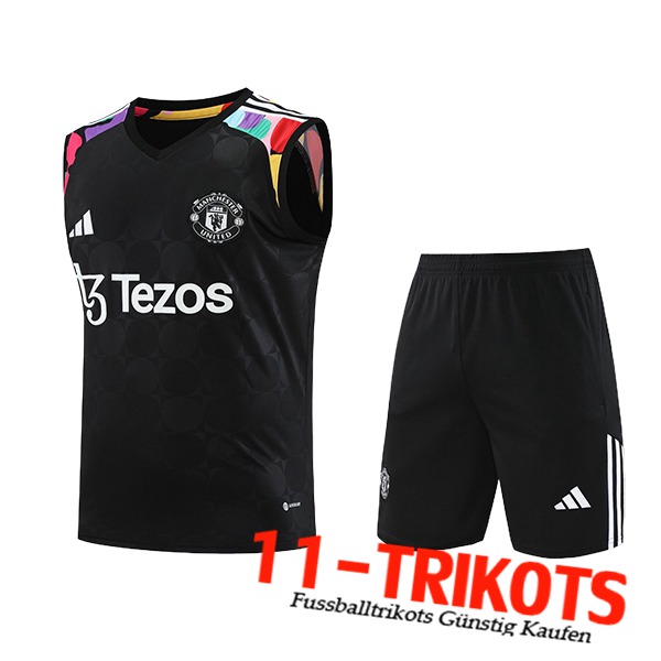 Manchester United Trainings-Tanktop + Shorts Schwarz 2024/2025 -06