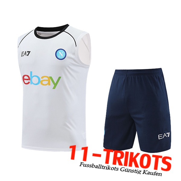 SSC Neapel Trainings-Tanktop + Shorts Weiß/Blau 2024/2025