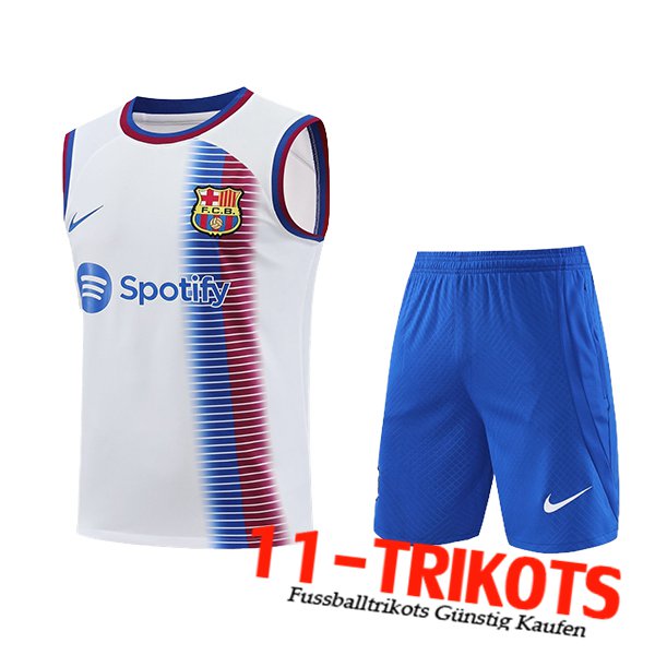 FC Barcelona Trainings-Tanktop + Shorts Weiß/Blau 2024/2025