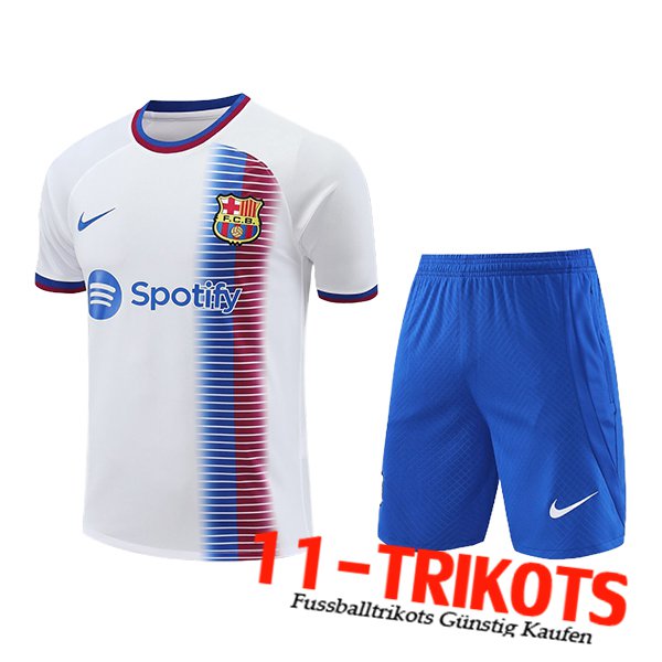 FC Barcelona Trainingstrikot + Shorts Weiß/Blau 2024/2025