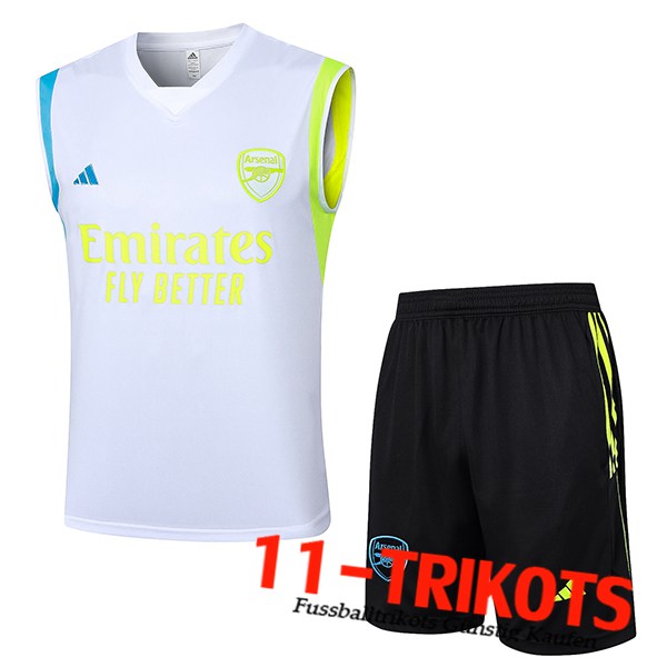 Arsenal Trainings-Tanktop + Shorts Weiß/Schwarz 2024/2025