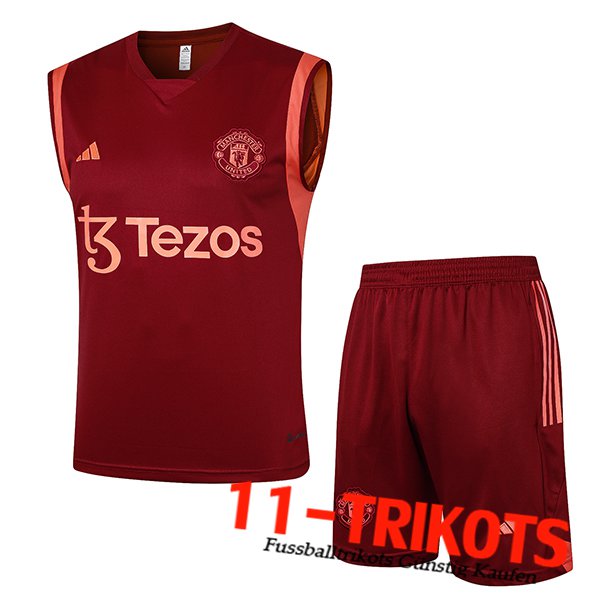 Manchester United Trainings-Tanktop + Shorts Rot 2024/2025 -03