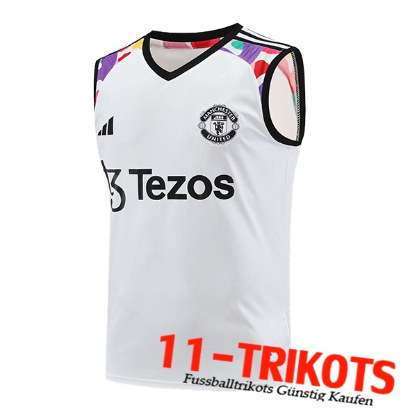 Manchester United Trainings-Tanktop Weiß/Schwarz 2024/2025