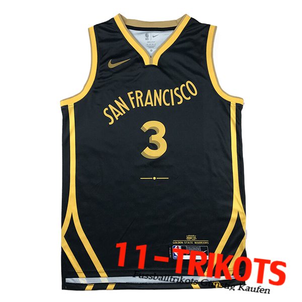 Golden State Warriors Trikot (PAUL #3) 2023/24 Schwarz/Gelb -03