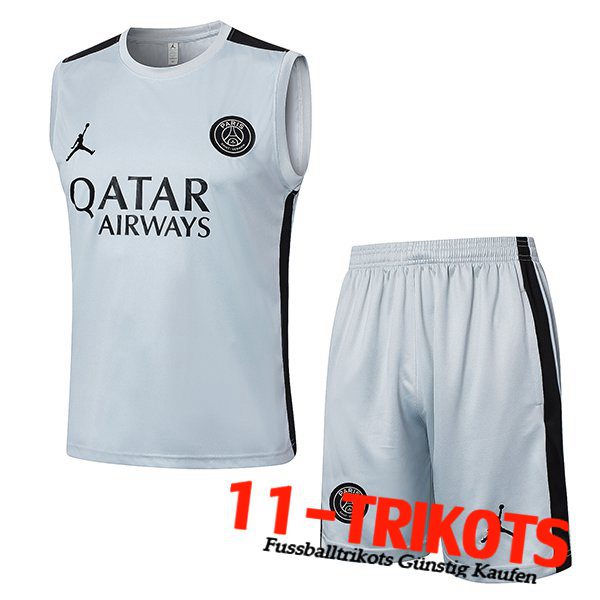 Jordan PSG Trainings-Tanktop + Short Weiß/Schwarz 2024/2025