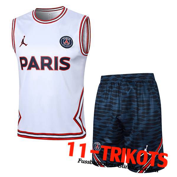 Jordan PSG Trainings-Tanktop + Short Weiß/Rot 2024/2025