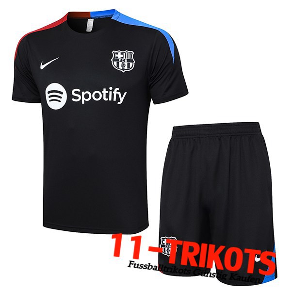 FC Barcelona Trainingstrikot + Shorts Schwarz/Blau/Rot 2024/2025