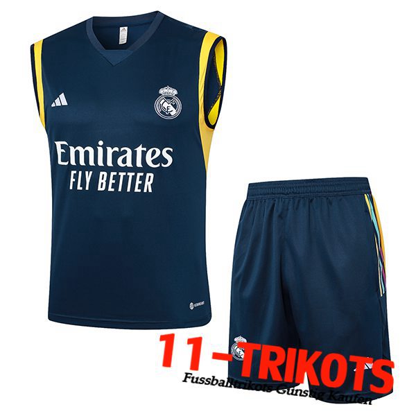 Real Madrid Trainings-Tanktop + Short Blau/Gelb 2024/2025