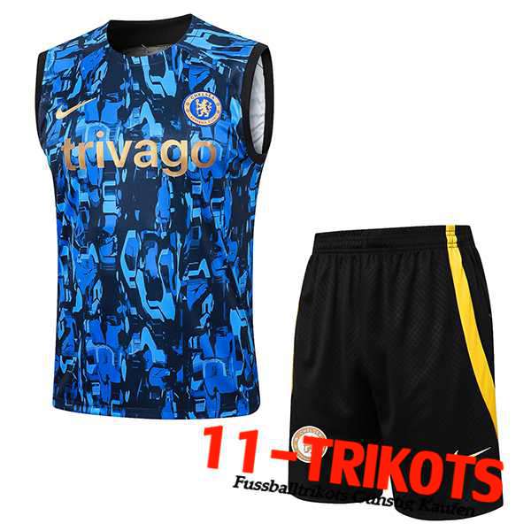 FC Chelsea Trainings-Tanktop + Short Blau/Schwarz 2024/2025