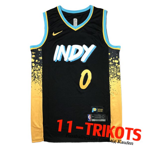 Indiana Pacers Trikot (HALIBURTON #0) 2024/25 Schwarz/Gelb