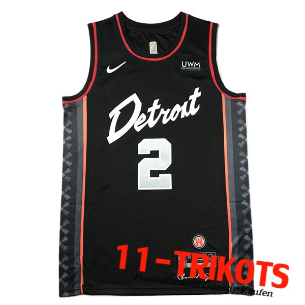 Detroit Pistons Trikot (CUNNINGHAM #2) 2024/25 Schwarz/Weiß/Orange