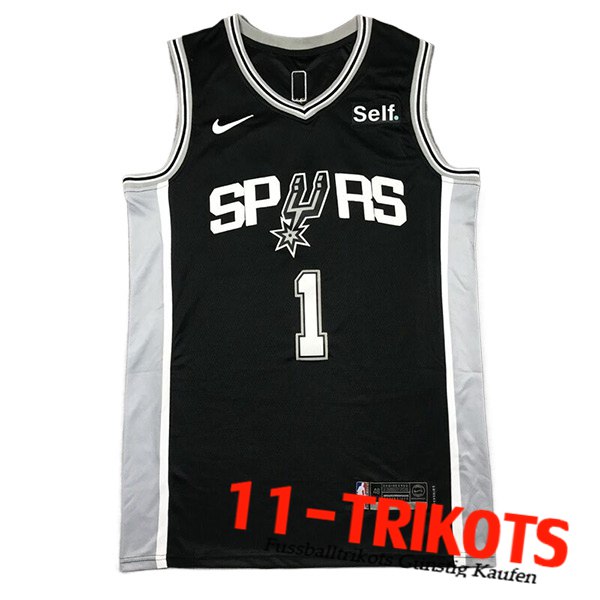 San Antonio Spurs Trikot (WEMBANYAMA #1) 2024/25 Schwarz/Grau/Weiß