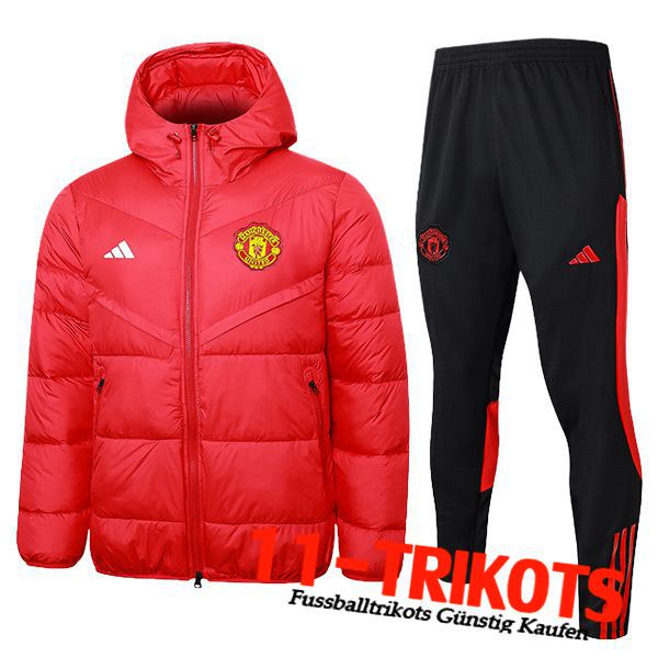 Manchester United Trainingsanzug Daunenjacke Mit Kapuze Rot 2024/2025