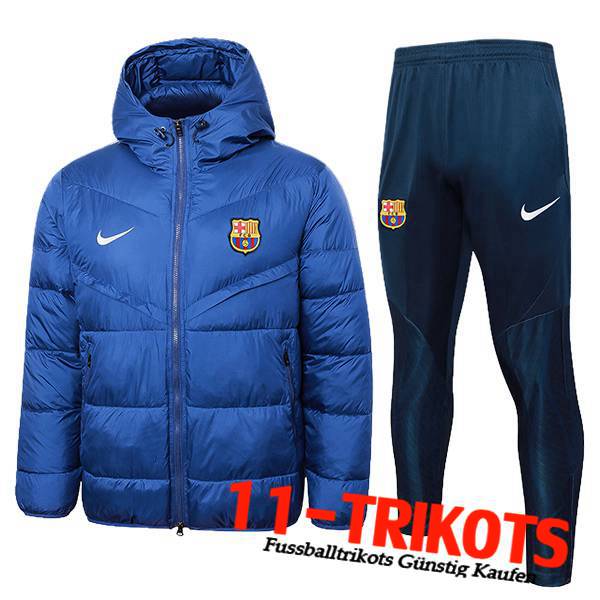 FC Barcelona Trainingsanzug Daunenjacke Mit Kapuze Blau 2024/2025