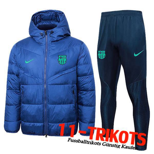 FC Barcelona Trainingsanzug Daunenjacke Mit Kapuze Blau 2024/2025 -02