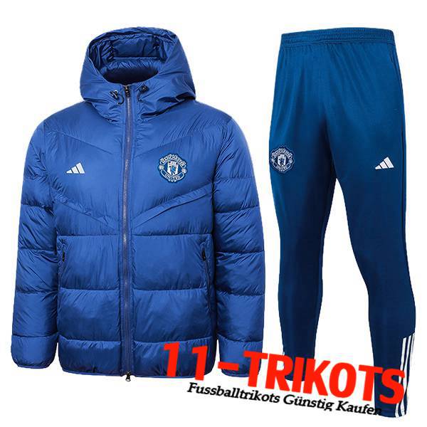 Manchester United Trainingsanzug Daunenjacke Mit Kapuze Blau 2024/2025