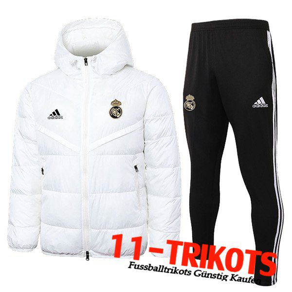 Real Madrid Trainingsanzug Daunenjacke Mit Kapuze Weiß 2024/2025