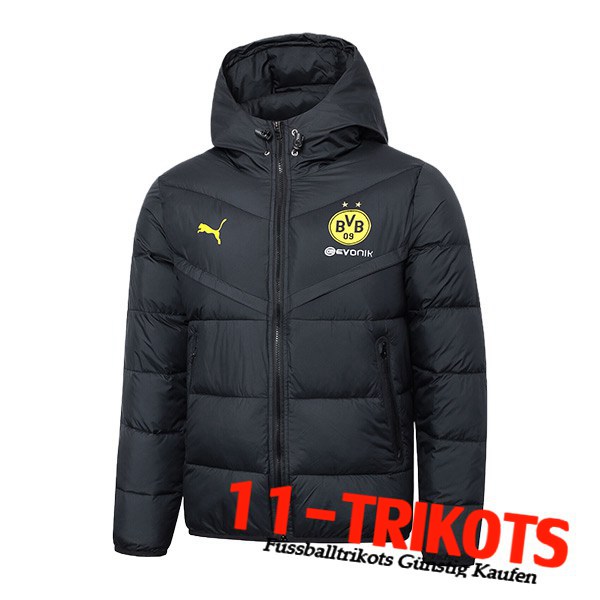 Dortmund Neues Daunenjacke Mit Kapuze Schwarz 2024/2025