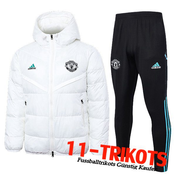 Manchester United Trainingsanzug Daunenjacke Mit Kapuze Weiß 2024/2025