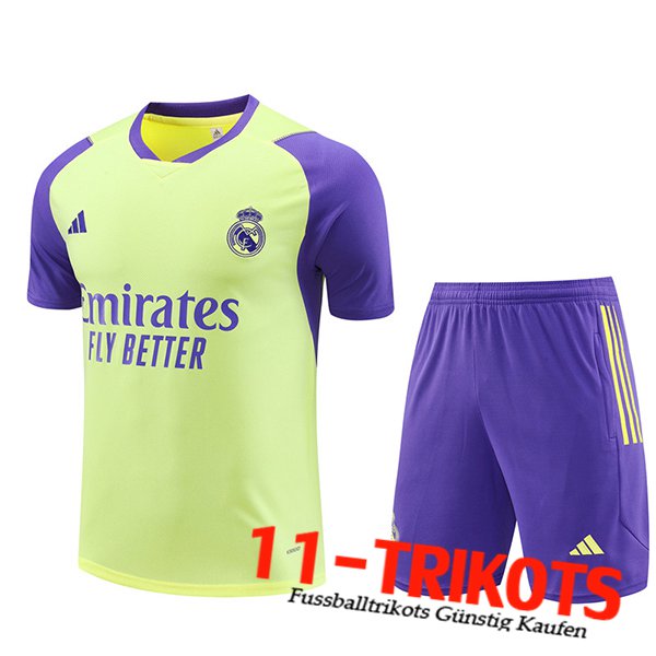 Real Madrid Trainingstrikot + Shorts Gelb/lila 2024/2025