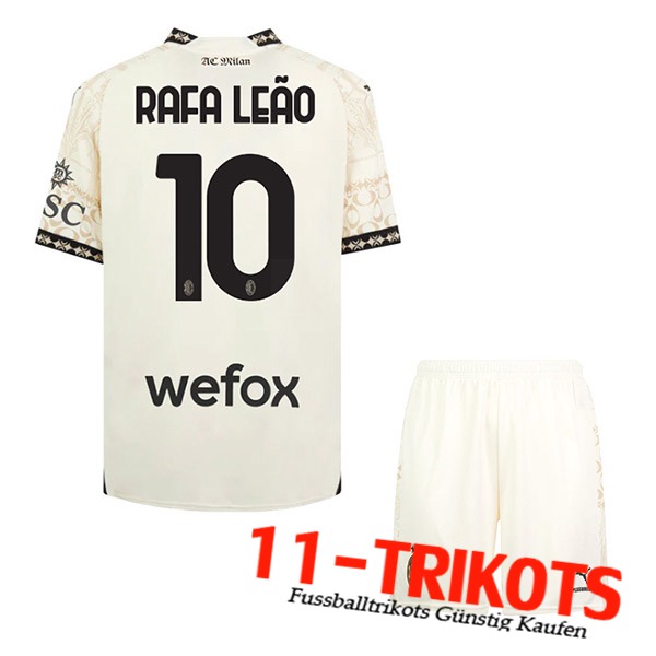 Atalanta Fussball Trikots （RAFAEL LEÃO #10) Kinder 2023/2024 Vierte Weiß